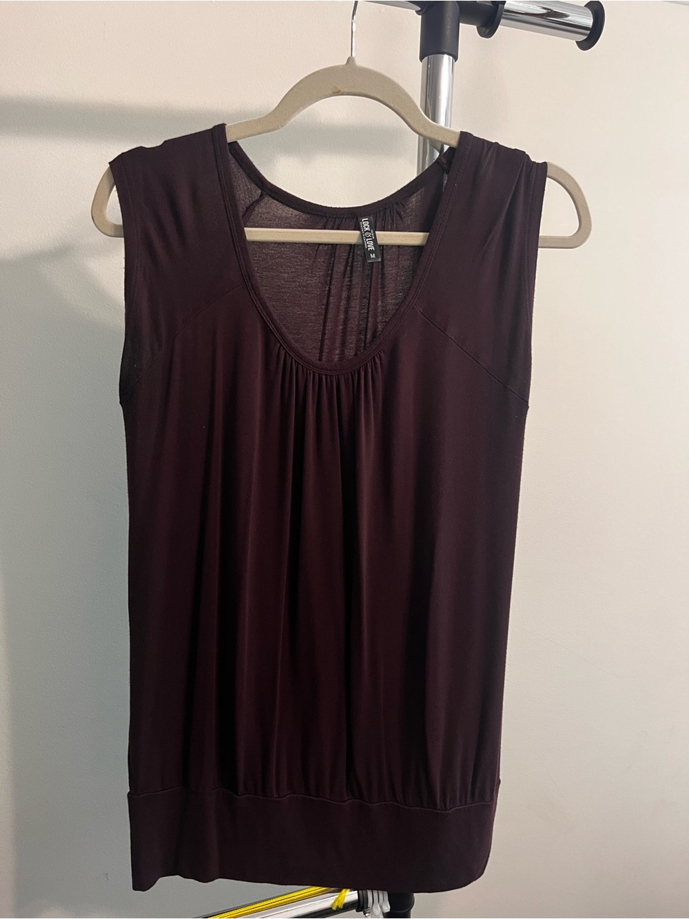 Lock & Love Brown Cap Sleeve Top with Banded Bottom